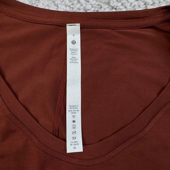 Lululemon Up For Down Time Long Sleeve Tee Dark Terracotta 4 NEW - Picture 5 of 9